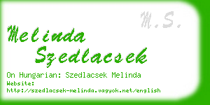 melinda szedlacsek business card